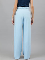 Kotty Women Blue Relaxed Straight Leg High-Rise Easy Wash Pleated Parallel Trousers