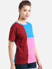 Kotty Women Multicoloured Colourblocked Round Neck T-shirt