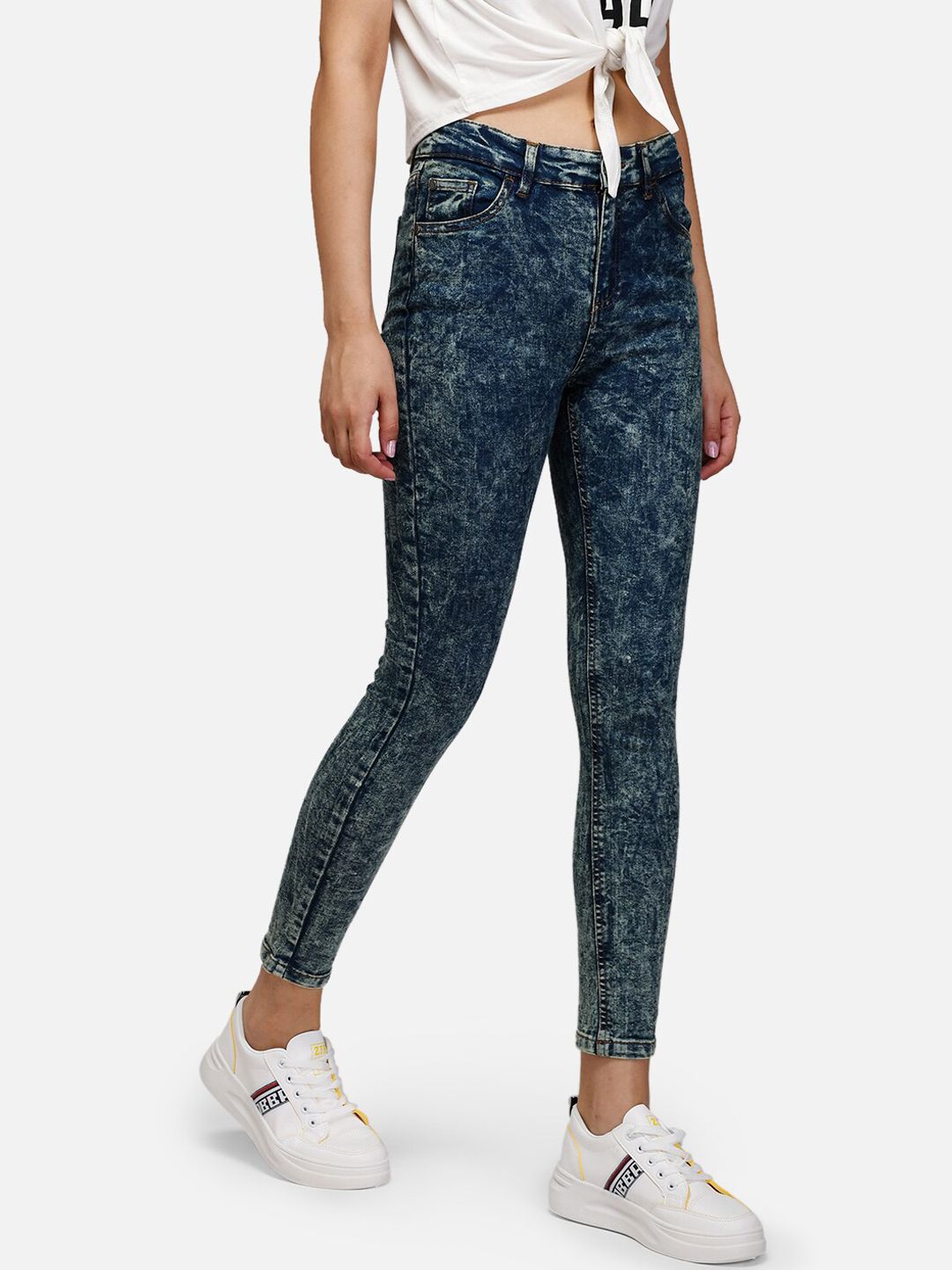 Kotty Women Blue Skinny Fit High-Rise Clean Look Jeans