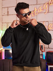 Kotty Black Ribbed Fleece Pullover Sweatshirt