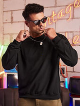 Kotty Black Ribbed Fleece Pullover Sweatshirt