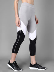 Kotty Women Black & Grey Colourblocked Running Tights