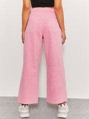 Kotty Women Flared High-Rise Slash Knee Stretchable Jeans