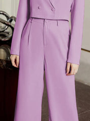 KOTTY BIZwear Women Purple High-Rise Easy Wash Pleated Parallel Trousers