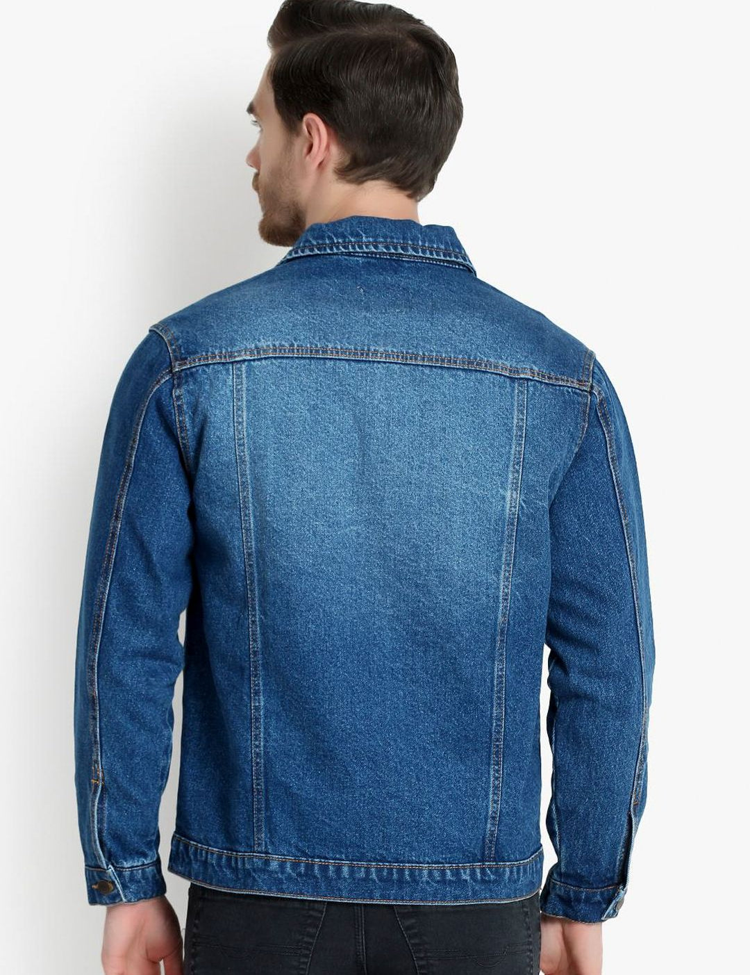 Kotty Men Blue Solid Denim Jacket