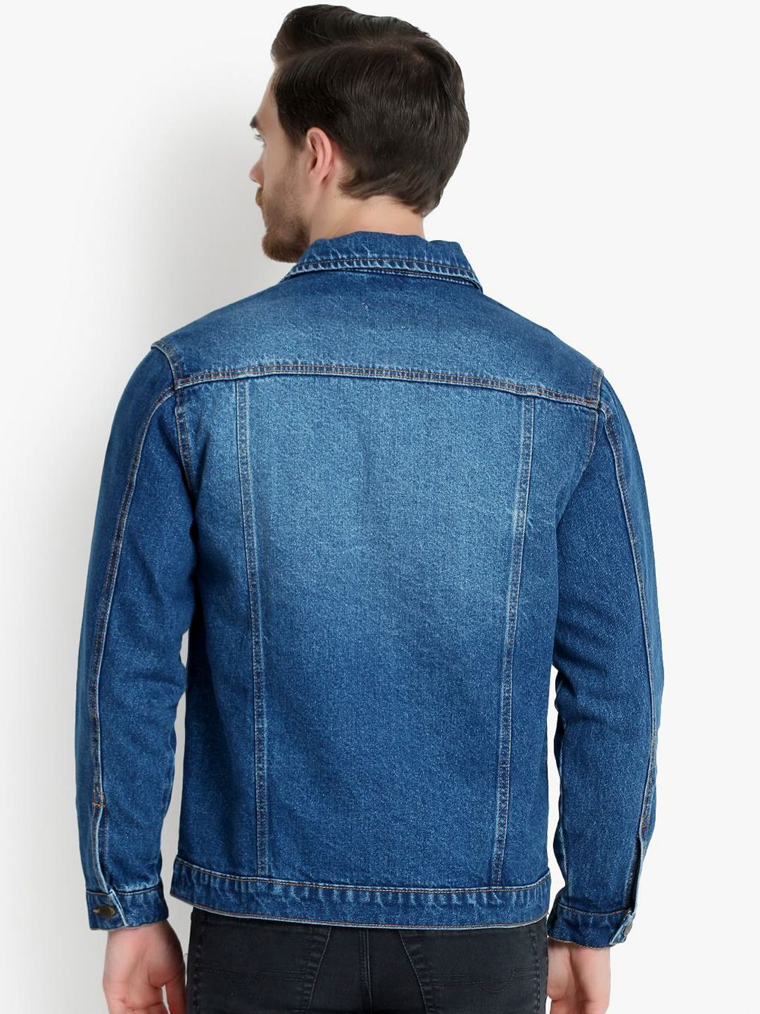 Kotty Men Blue Solid Denim Jacket