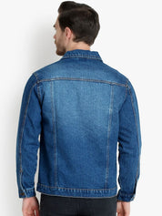 Kotty Men Blue Solid Denim Jacket