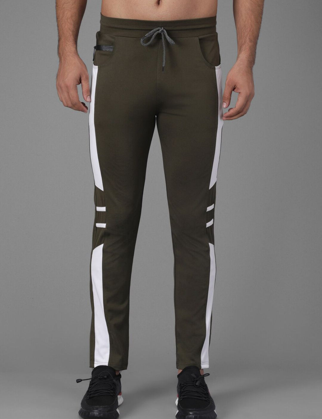 Kotty Men Olive Green Solid Track Pants