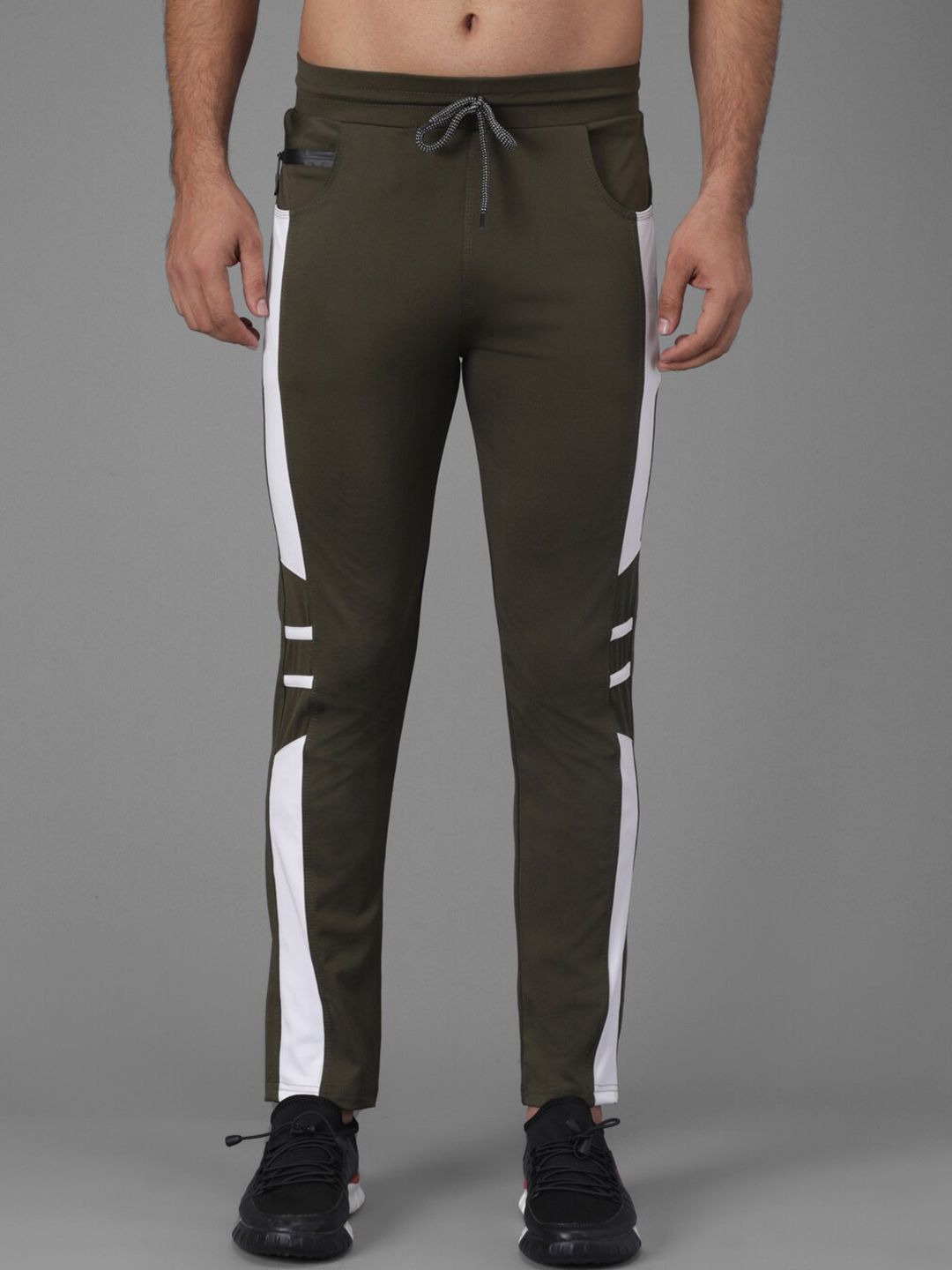 Kotty Men Olive Green Solid Track Pants