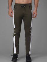 Kotty Men Olive Green Solid Track Pants