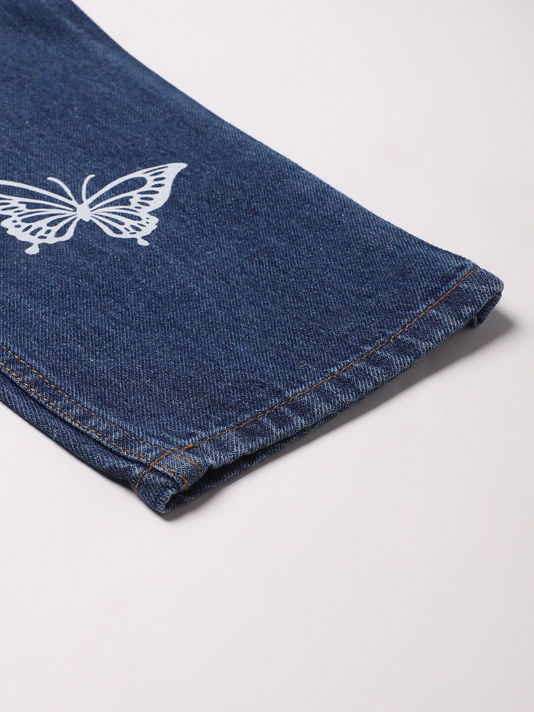 Kotty Women Navy Blue Regular Fit Mid-Rise Clean Look Printed Stretchable Jeans