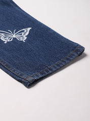 Kotty Women Navy Blue Regular Fit Mid-Rise Clean Look Printed Stretchable Jeans