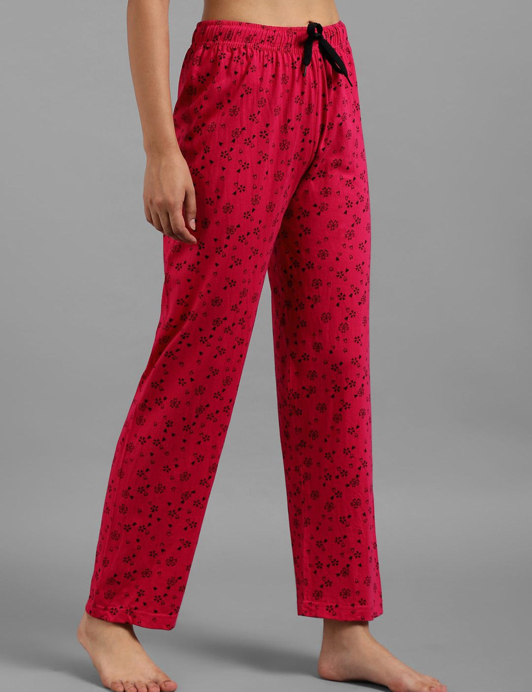 Kotty Women Pink & Black Floral Print Lounge Pants