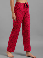Kotty Women Pink & Black Floral Print Lounge Pants