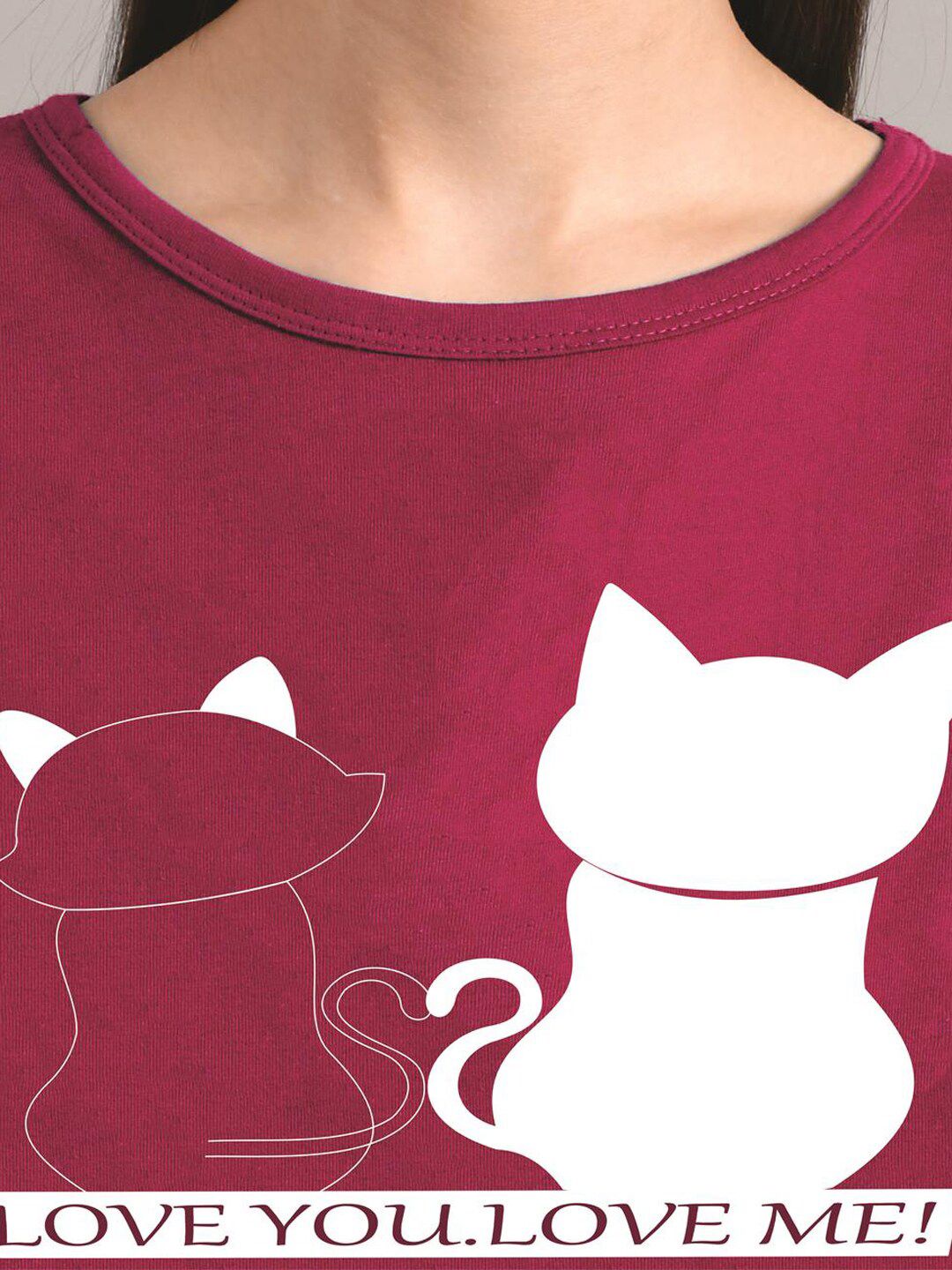 Kotty Women Maroon Printed Round Neck T-shirt