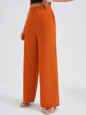 Kotty Women Orange Relaxed Straight Fit High-Rise Easy Wash Trousers