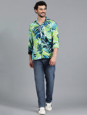 Kotty Men Spread Collar Tropical Printed Casual Shirt