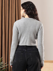 Kotty Women Ribbed Crop Cardigan