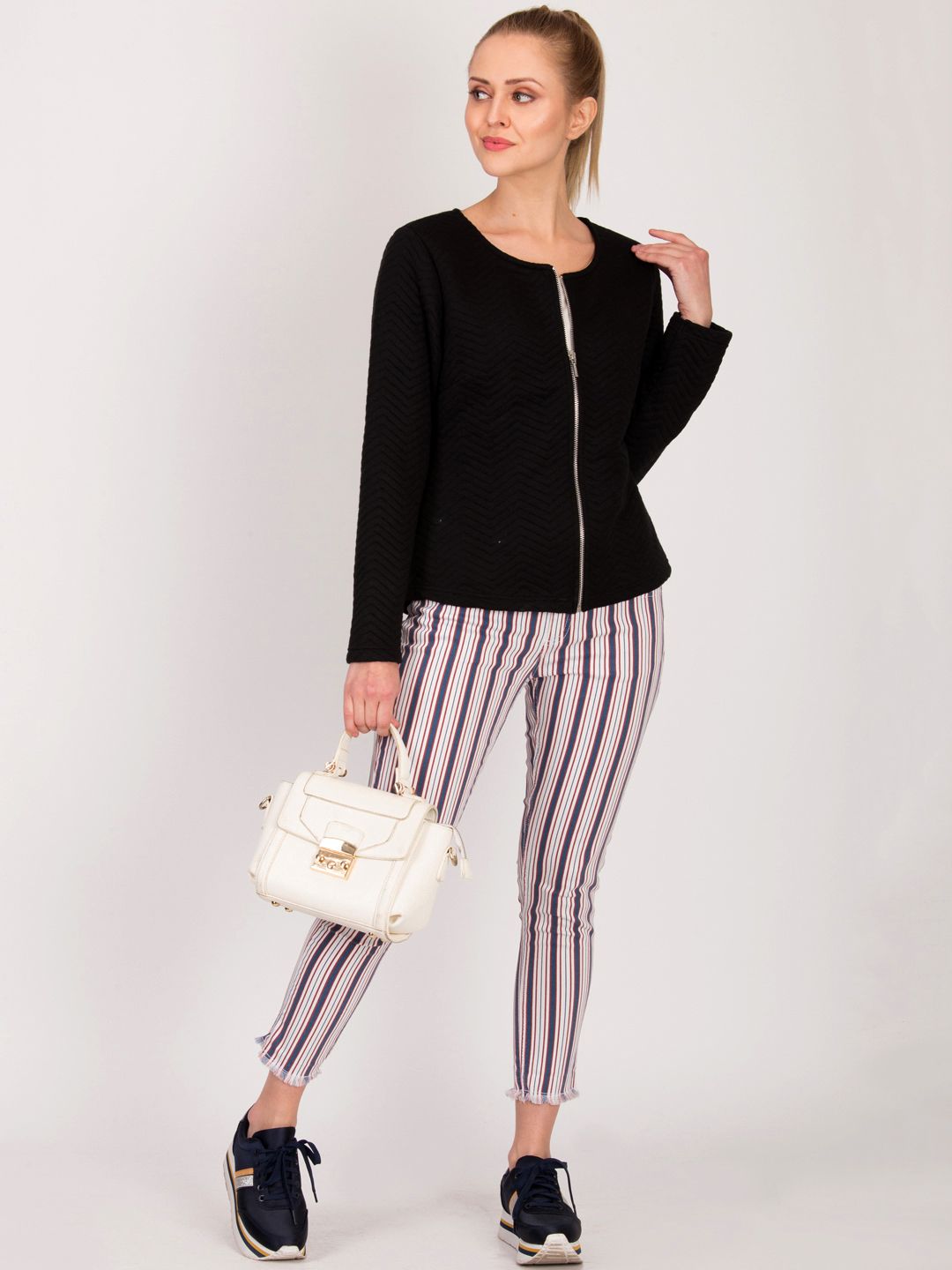 Kotty Women Black Self Design Tailored Jacket