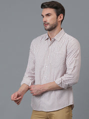 Kotty White & Red New Checked Spread Collar Casual Shirt