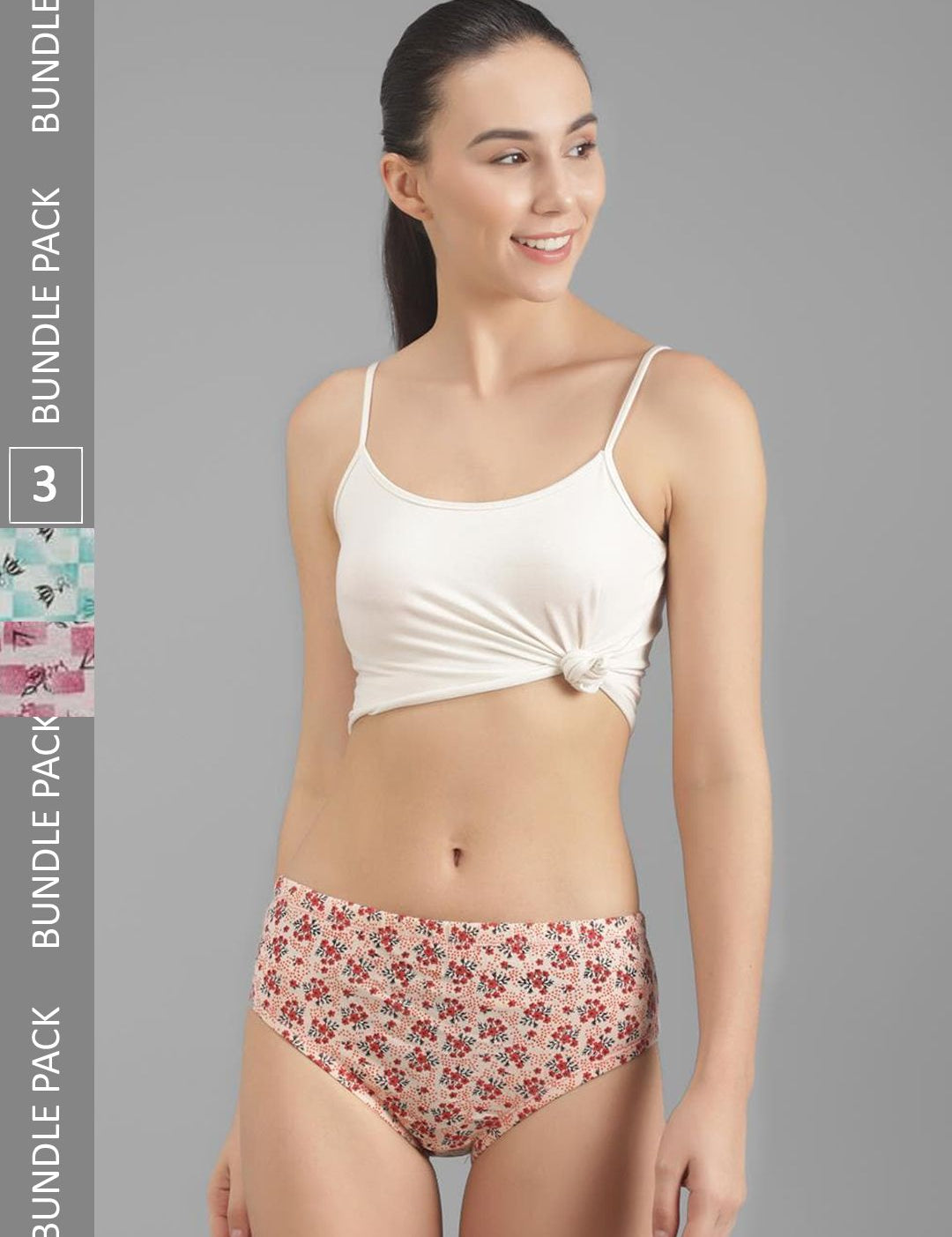 Kotty Women Pack Of 3 Printed Cotton Hipster Briefs