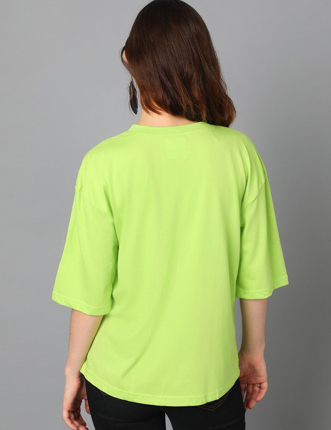 Kotty Round Neck Drop-Shoulder Sleeves Oversized T-shirt