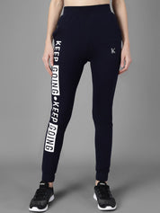 Kotty Women Navy Blue & White Printed Joggers