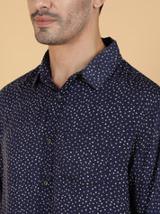 Kotty Men Relaxed Spread Collar Graphic Printed Cotton Casual Shirt