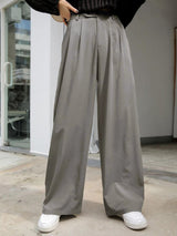 CURVE BY KOTTY Women Relaxed Straight Leg High-Rise Easy Wash Pleated Trouser