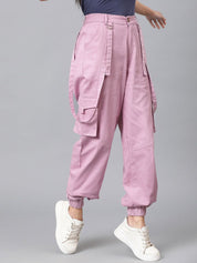 Kotty Women High-Rise Easy Wash Cotton Cargos Trousers