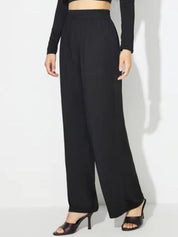 Kotty Black Round Neck Crop Top With Trouser
