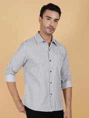 Kotty Men Relaxed Fit Spread Collar Striped Casual Shirt