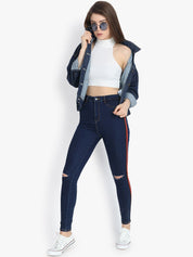 Kotty Women Blue Solid Denim Jacket
