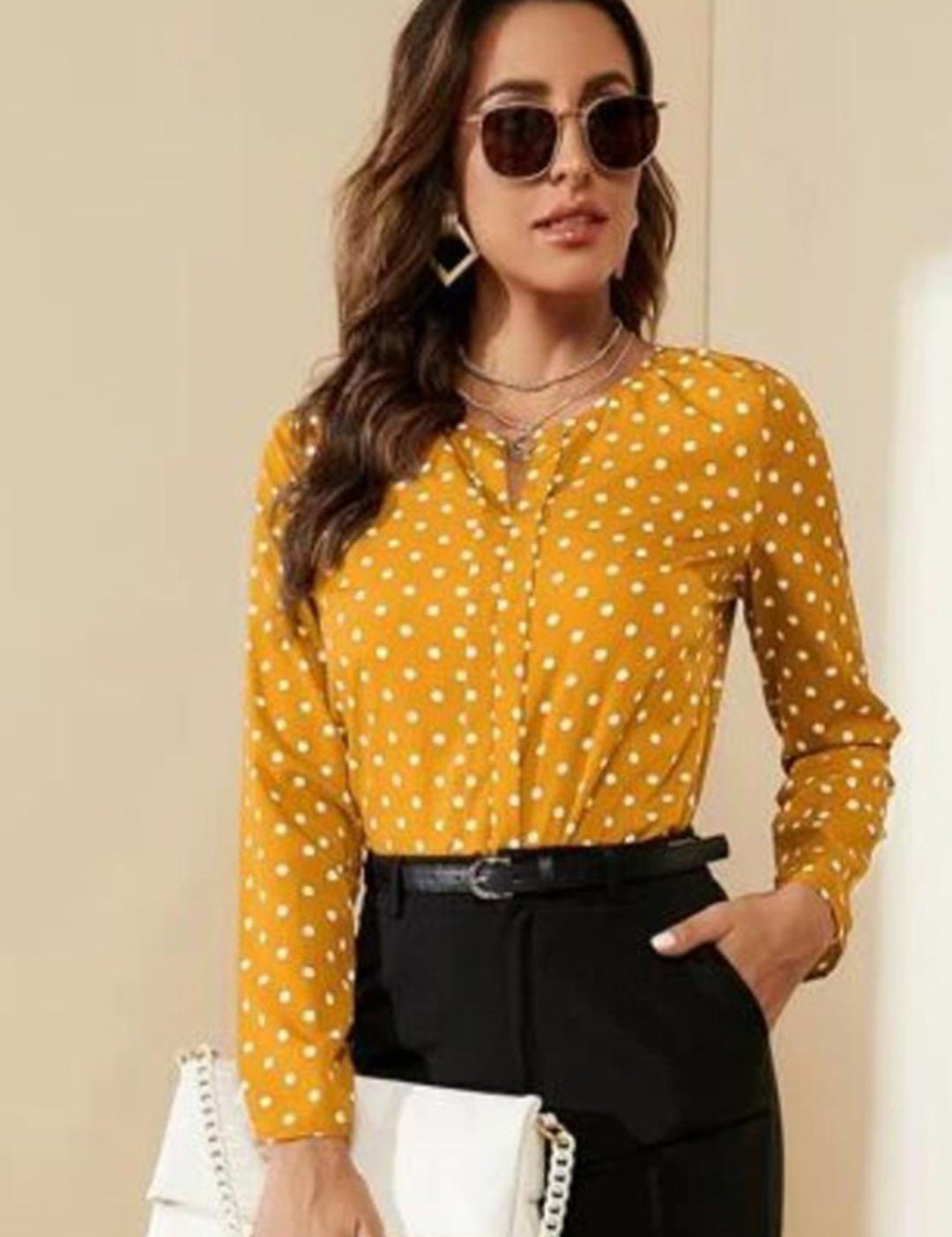 Kotty Polka Dot Print Crepe Top