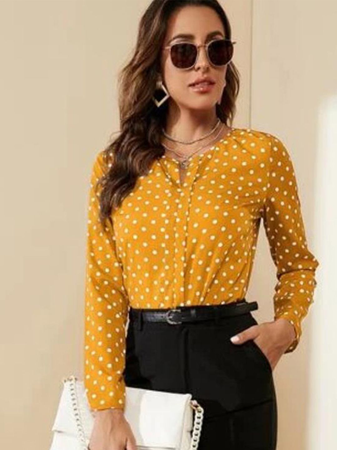 Kotty Polka Dot Print Crepe Top