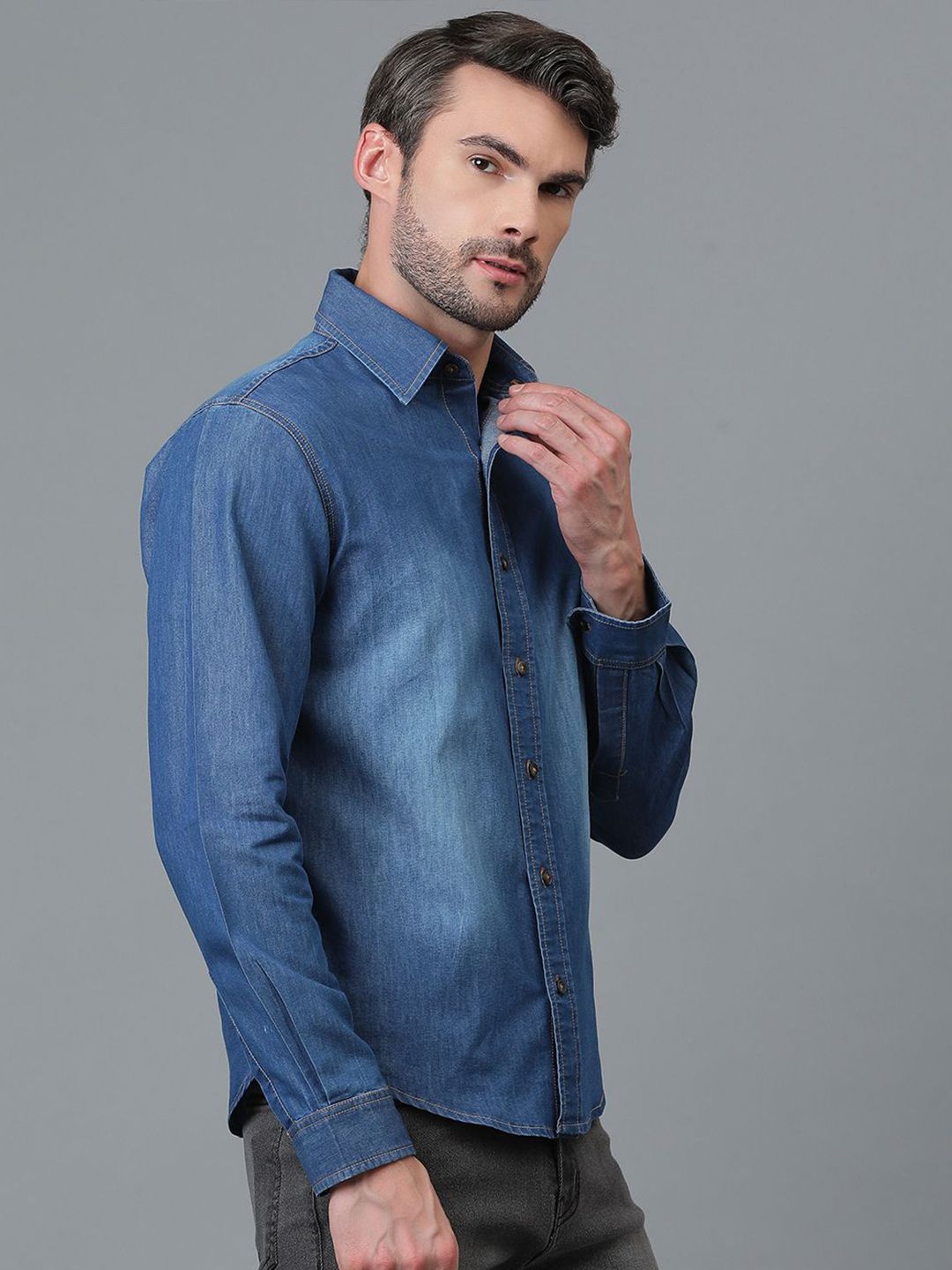 Kotty Men Faded Spread Collar Casual Shirt