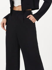 KOTTY BIZwear Basics Women Relaxed Straight Leg Straight Fit High-Rise Easy Wash Pleated Trousers