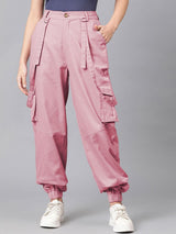 Kotty Women Relaxed High-Rise Easy Wash Cargos Trousers