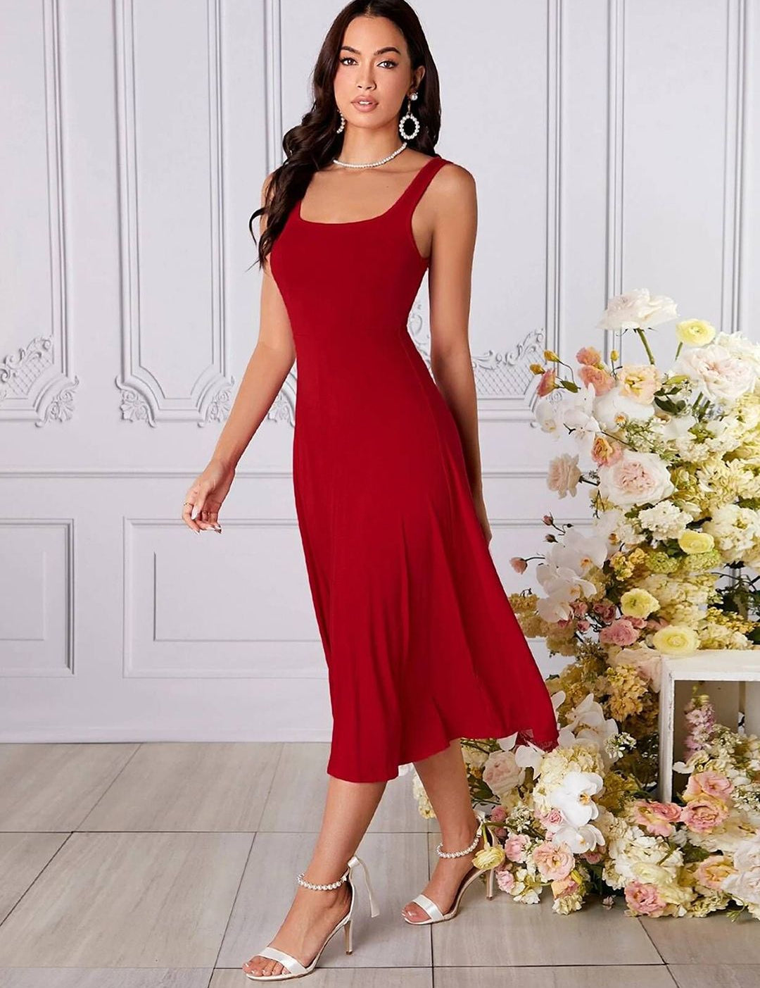 Kotty Women Sleeveless Fit & Flare Midi Dress