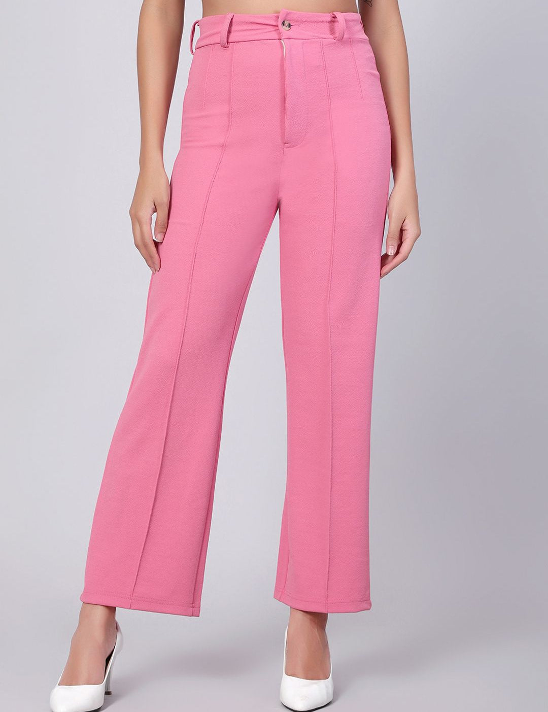 Kotty Women Relaxed Straight Fit High-Rise Easy Wash Trousers