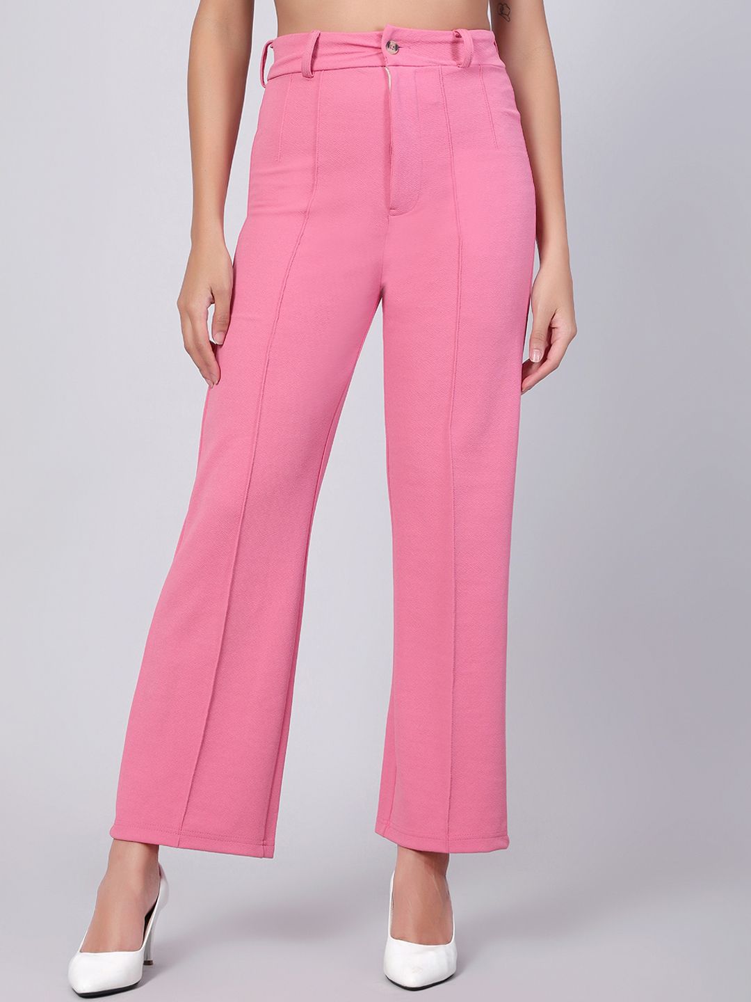 Kotty Women Relaxed Straight Fit High-Rise Easy Wash Trousers