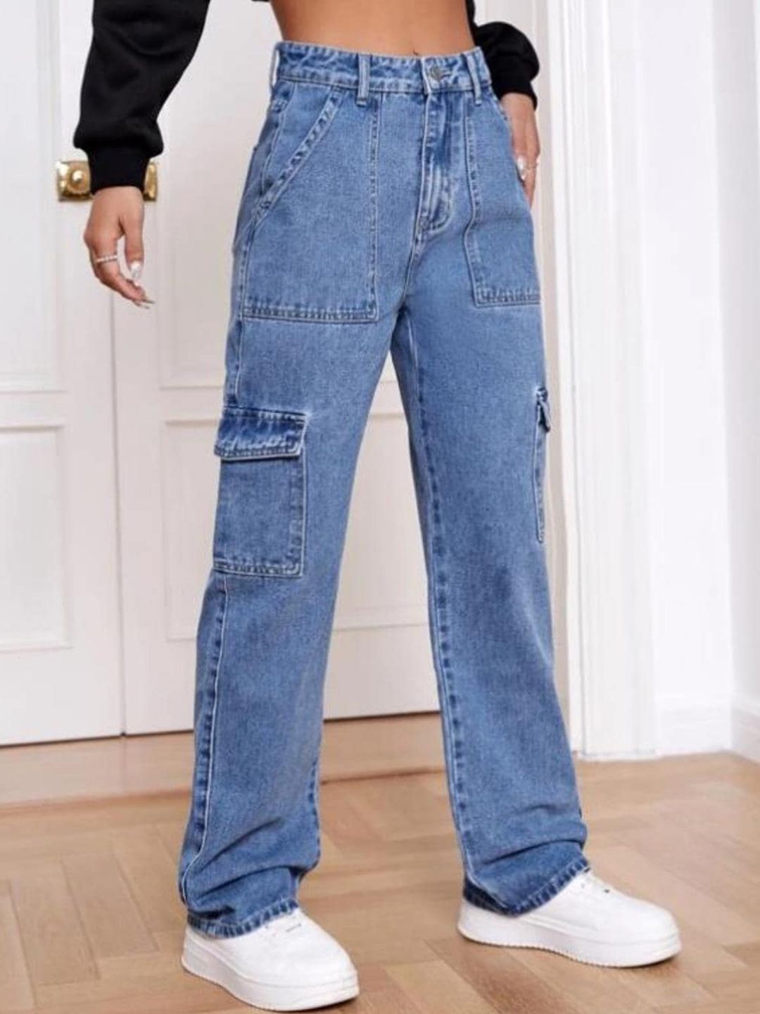 Kotty Women Jean Straight Fit High-Rise Clean Look Stretchable Cotton Jeans