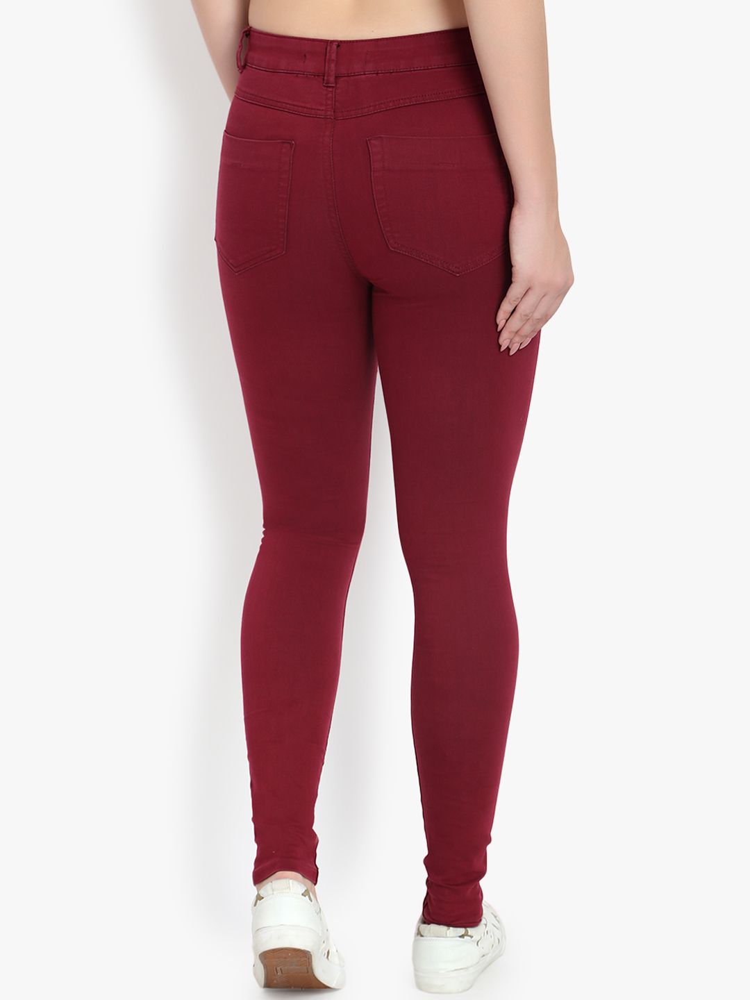 Kotty Women Maroon Skinny Fit High-Rise Clean Look Stretchable  Jeans