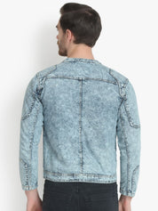 Kotty Men Blue Solid Denim Jacket