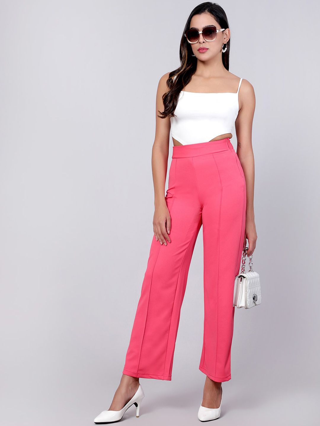 Kotty Women Pack Of 2 Straight Fit High-Rise Easy Wash Trousers