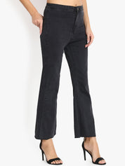 Kotty Women Black Flared High-Rise Clean Look Stretchable Jeans