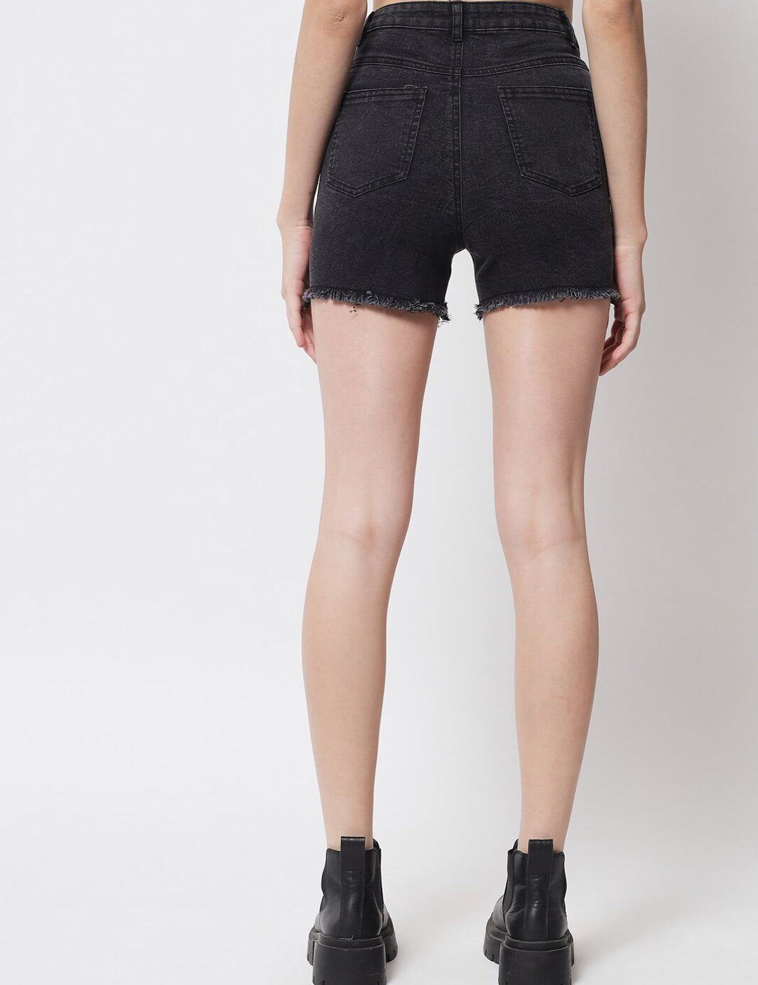 Kotty Women Black High-Rise  Denim Shorts