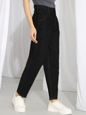 Kotty Women Black Straight Fit High-Rise Stretchable Jeans