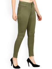 Kotty Women Olive Green Skinny Fit High-Rise Clean Look Jeans