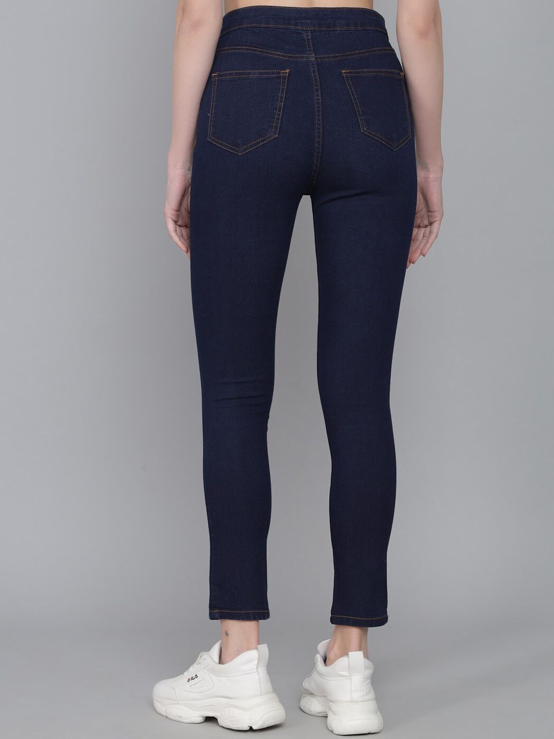 Kotty Women Blue Jean Skinny Fit High-Rise Cropped Jeans